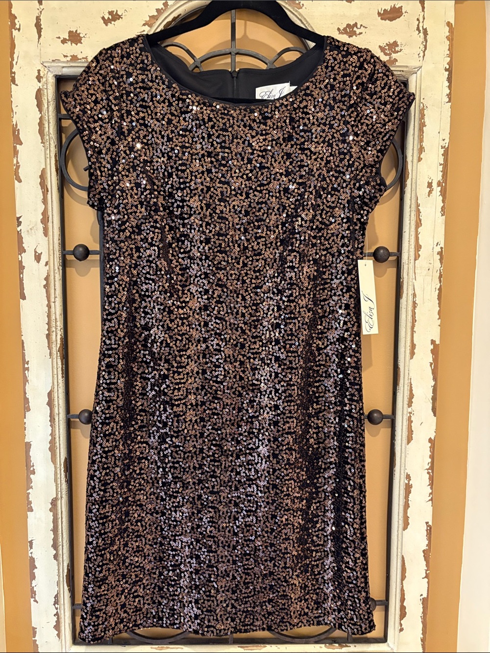 Eliza J Black & Bronze Sequin Mini Dress